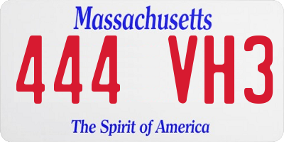 MA license plate 444VH3