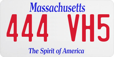 MA license plate 444VH5