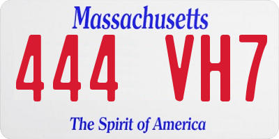 MA license plate 444VH7