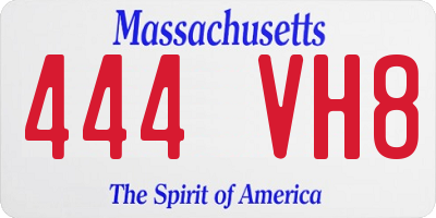 MA license plate 444VH8