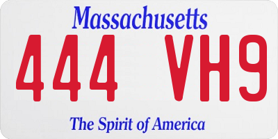 MA license plate 444VH9