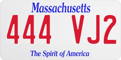 MA license plate 444VJ2