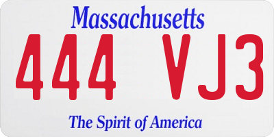 MA license plate 444VJ3