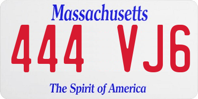 MA license plate 444VJ6
