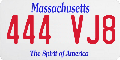 MA license plate 444VJ8