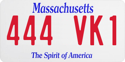 MA license plate 444VK1