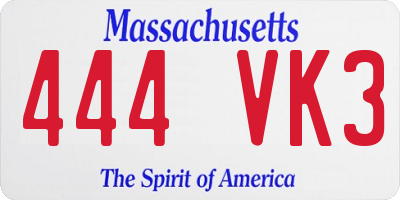 MA license plate 444VK3