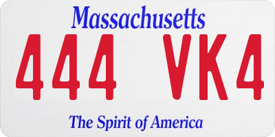MA license plate 444VK4