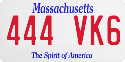 MA license plate 444VK6