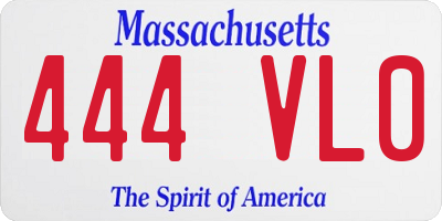 MA license plate 444VL0