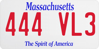 MA license plate 444VL3
