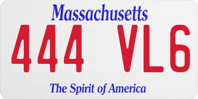 MA license plate 444VL6