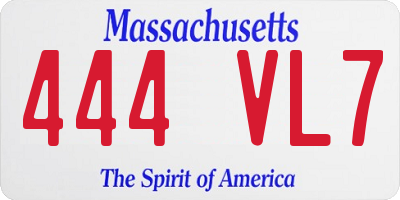 MA license plate 444VL7