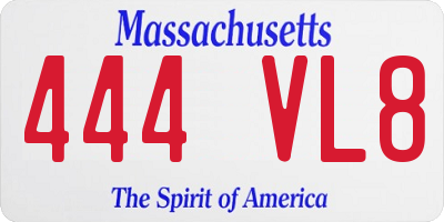 MA license plate 444VL8