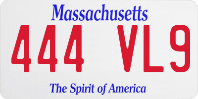 MA license plate 444VL9