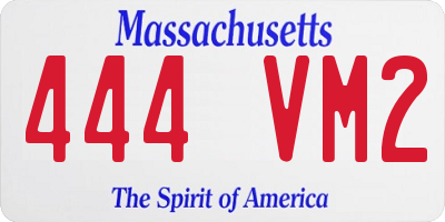 MA license plate 444VM2