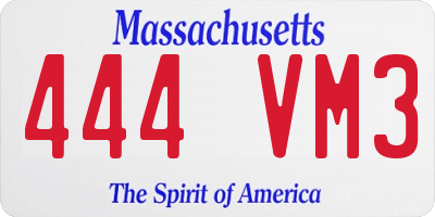 MA license plate 444VM3
