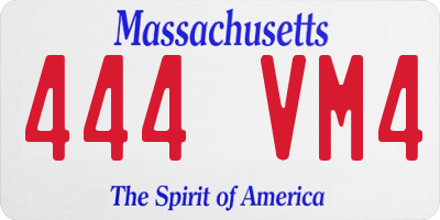 MA license plate 444VM4
