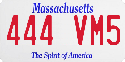MA license plate 444VM5