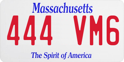 MA license plate 444VM6