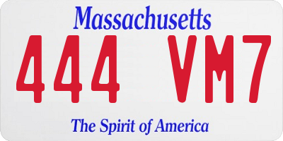 MA license plate 444VM7