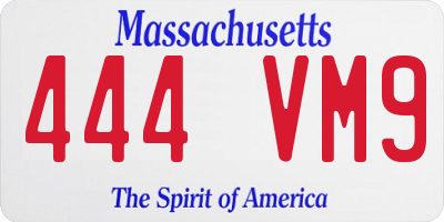 MA license plate 444VM9