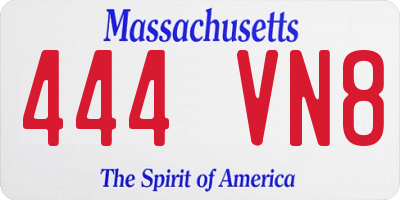 MA license plate 444VN8