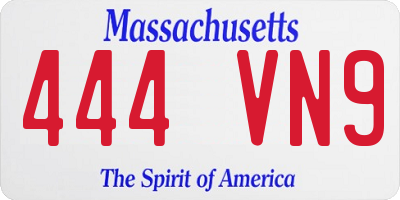 MA license plate 444VN9