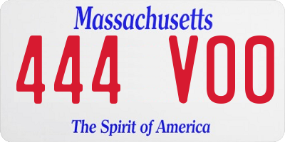 MA license plate 444VO0