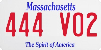 MA license plate 444VO2