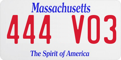MA license plate 444VO3