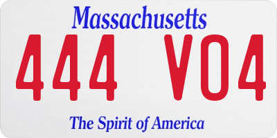 MA license plate 444VO4