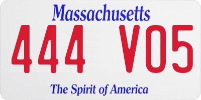 MA license plate 444VO5