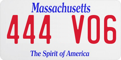 MA license plate 444VO6