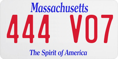 MA license plate 444VO7