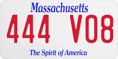 MA license plate 444VO8