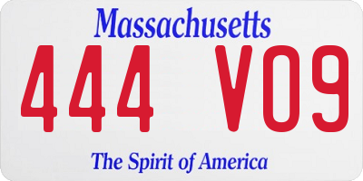 MA license plate 444VO9