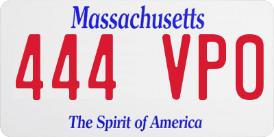 MA license plate 444VP0