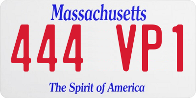 MA license plate 444VP1