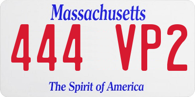 MA license plate 444VP2