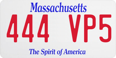 MA license plate 444VP5