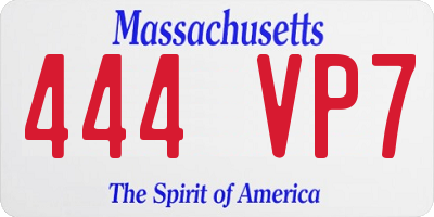 MA license plate 444VP7