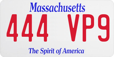 MA license plate 444VP9