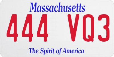 MA license plate 444VQ3