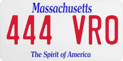 MA license plate 444VR0