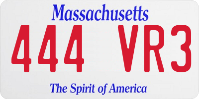 MA license plate 444VR3