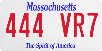 MA license plate 444VR7
