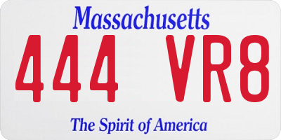 MA license plate 444VR8