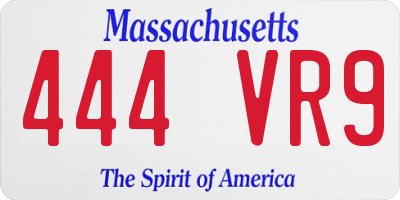 MA license plate 444VR9