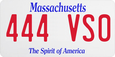 MA license plate 444VS0